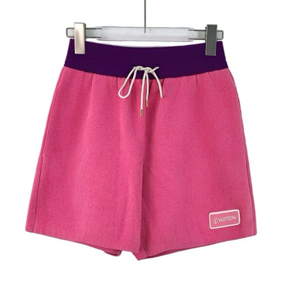 IW0256 Louis Vuitton Pink logo wool lace-up casual shorts S size - Picture 1 of 8